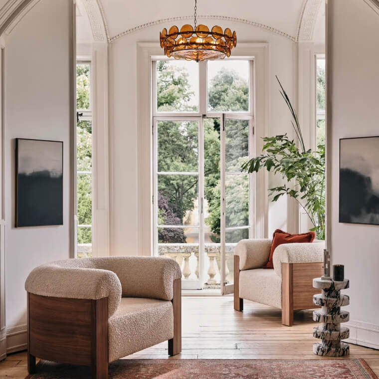 Eldon Armchair, Walnut, Boucle