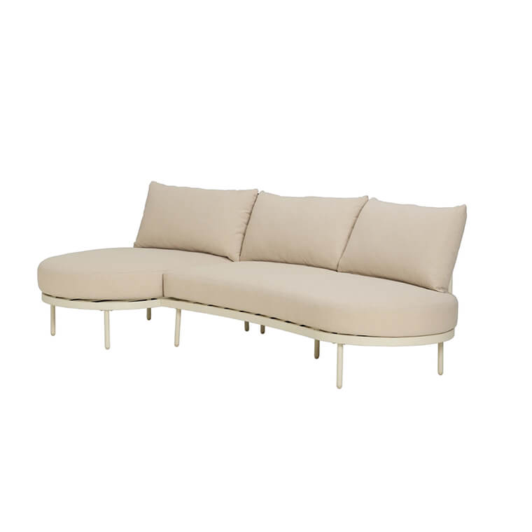 Kiki Beige 3-Seater Organic Garden Chaise Sofa