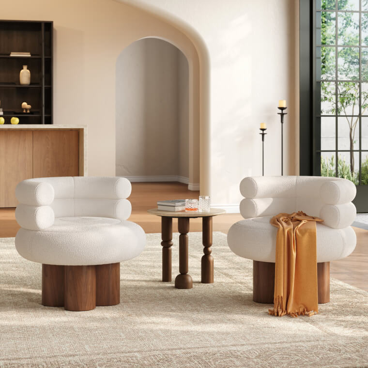 Swivel Boucle Accent Chair