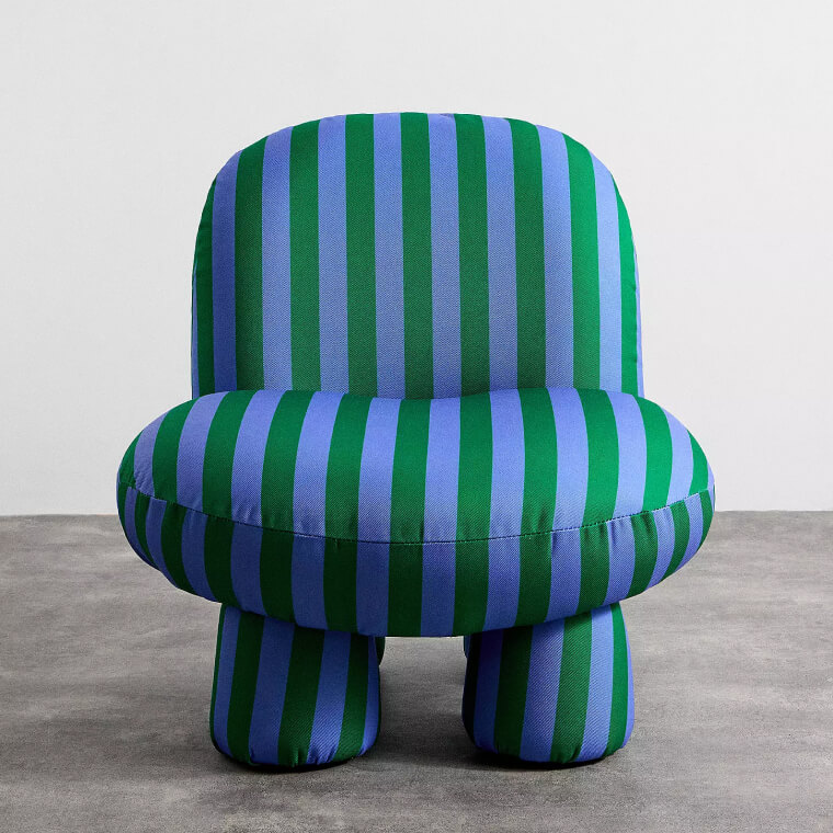 Blue & Green Stripe Bubble Chair