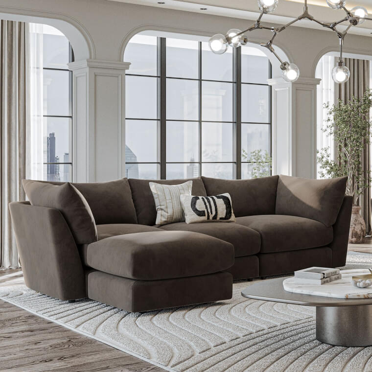 The Dreamer U Shape Footstool End Sofa in room