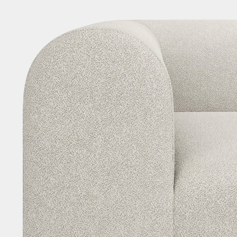 Plump 2.5-Seater Fixed Sofa Ivory Boucle in room