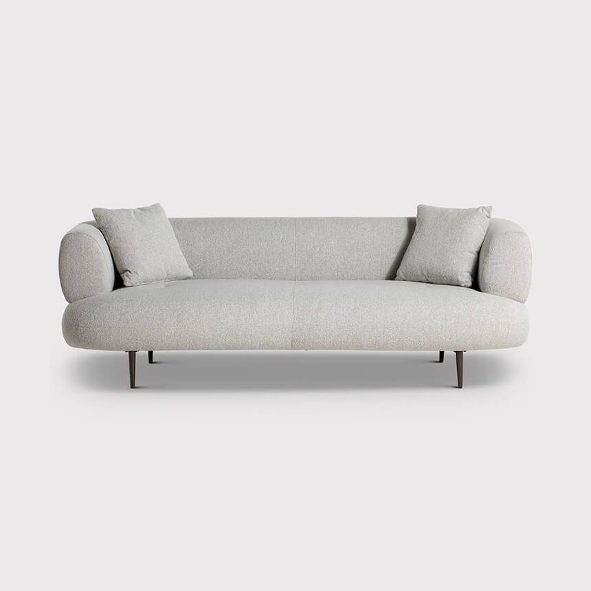Romolo Curved Neutral Fabric 3 Seater Sofa