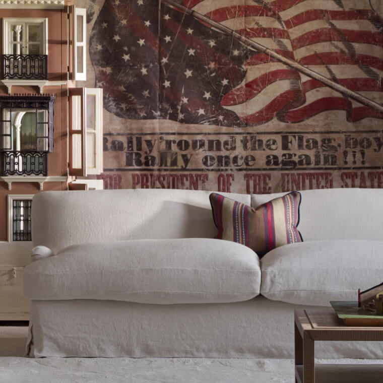 Stock Lady May Sofa in Stone in room