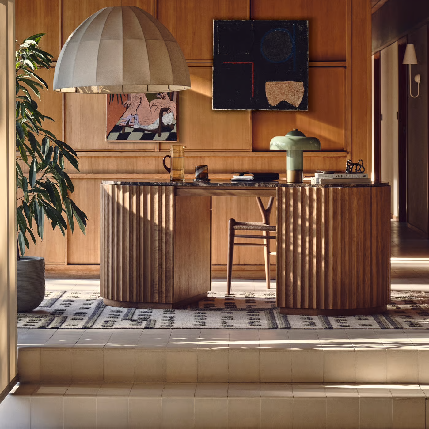 Railton Desk, Dark Emperador Marble