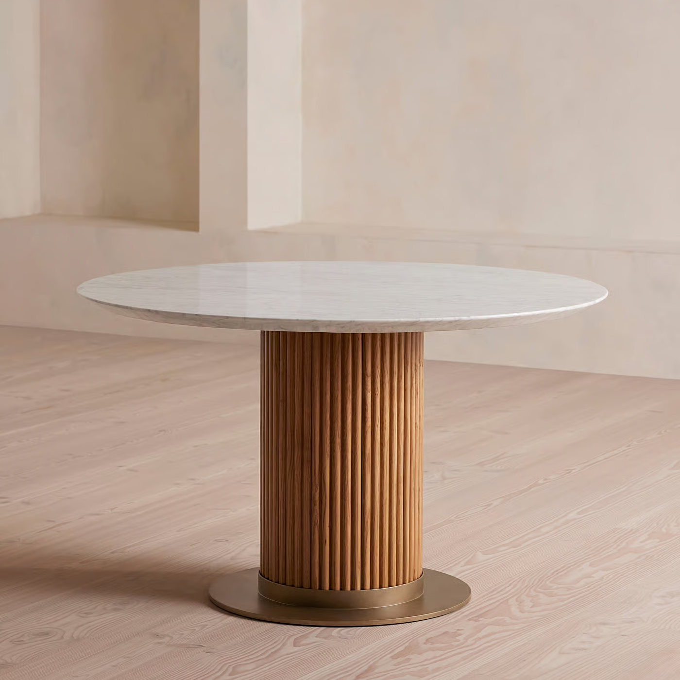 Murcell Round Dining Table, Carrara Marble